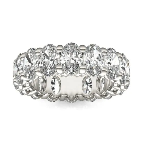 5 5/8 CTW Oval Lab Grown Diamond Couture Classic Eternity Ring 14K White Gold (G-VS)