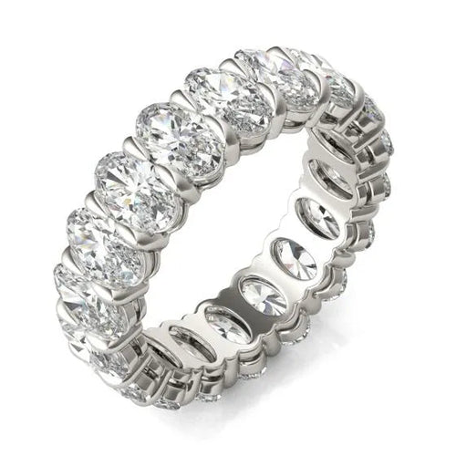 4 CTW Oval Lab Grown Diamond Couture Classic Eternity Ring 14K White Gold (G-VS)