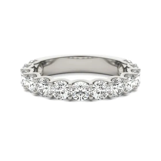 2 1/15 CTW Lab Grown Round Cut Diamond Half Eternity Ring in 14K White Gold - G-VS