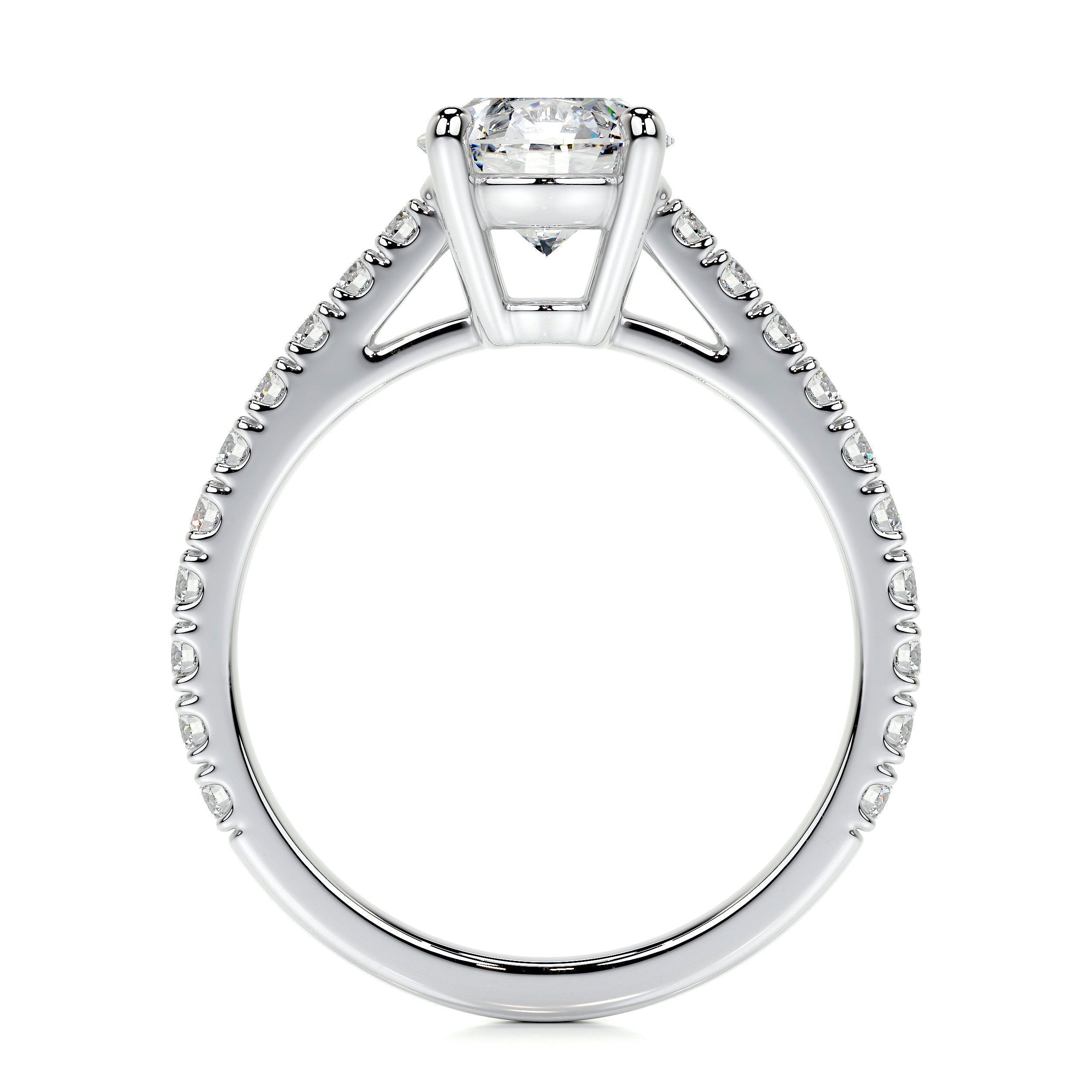 Round Brilliant Lab Grown Diamond Channel Setting Engagement Ring (F/VS) in 14K White Gold