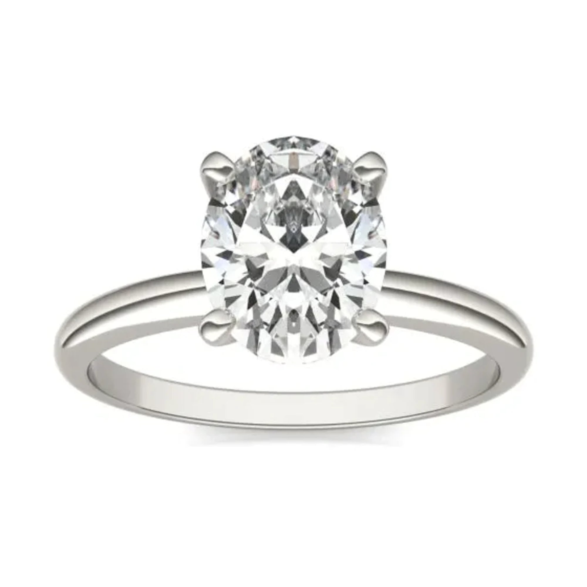 2.00 CTW AGI Certified  Oval Lab Grown Diamond Solitaire Engagement Ring in 14K White Gold (G-VS)
