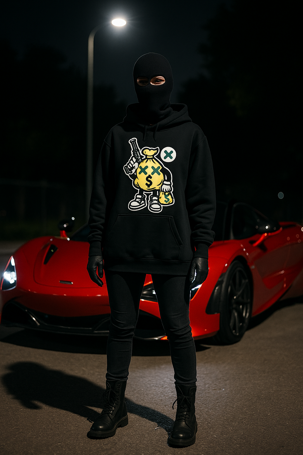 Designer Money Bag Tane Hoodie Black