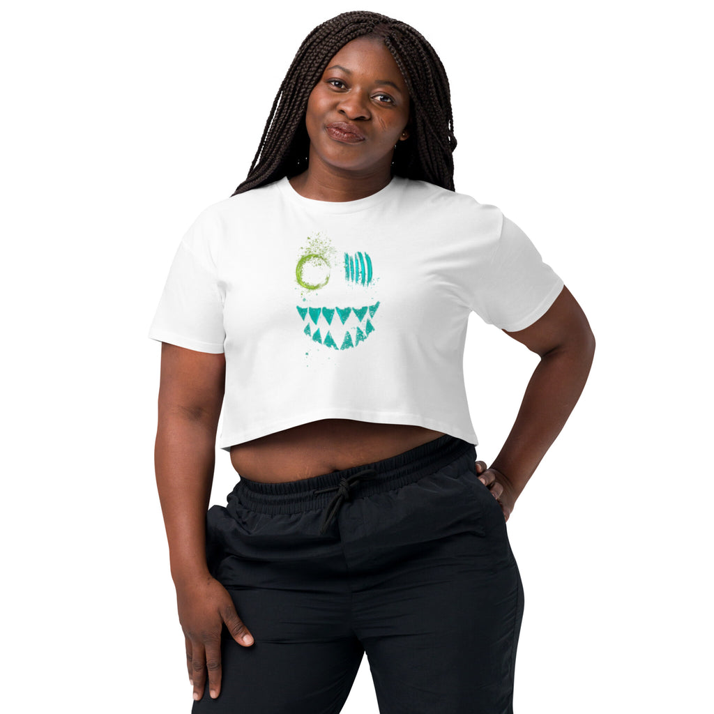 Cool Smiley Tane Women’s Crop Top White