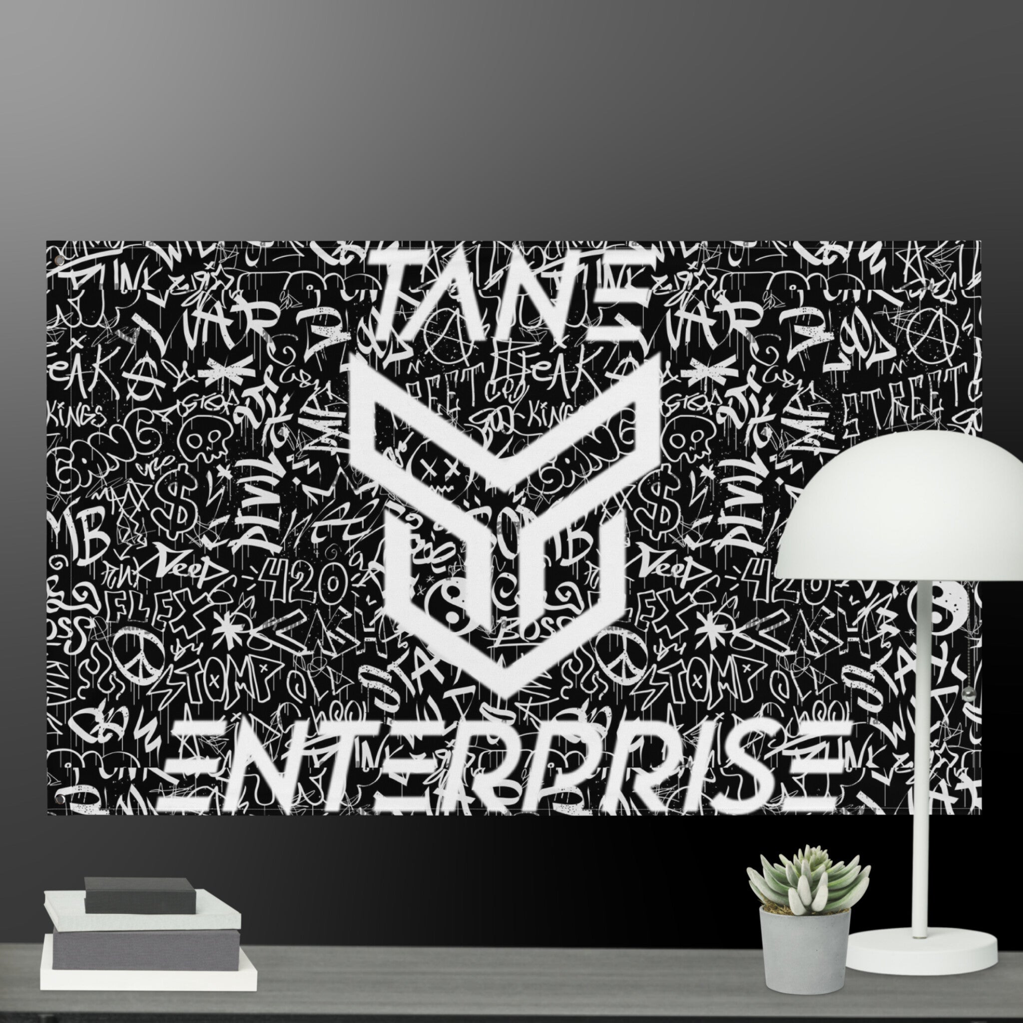 Designer Graffiti Tane Enterprise Flag Black