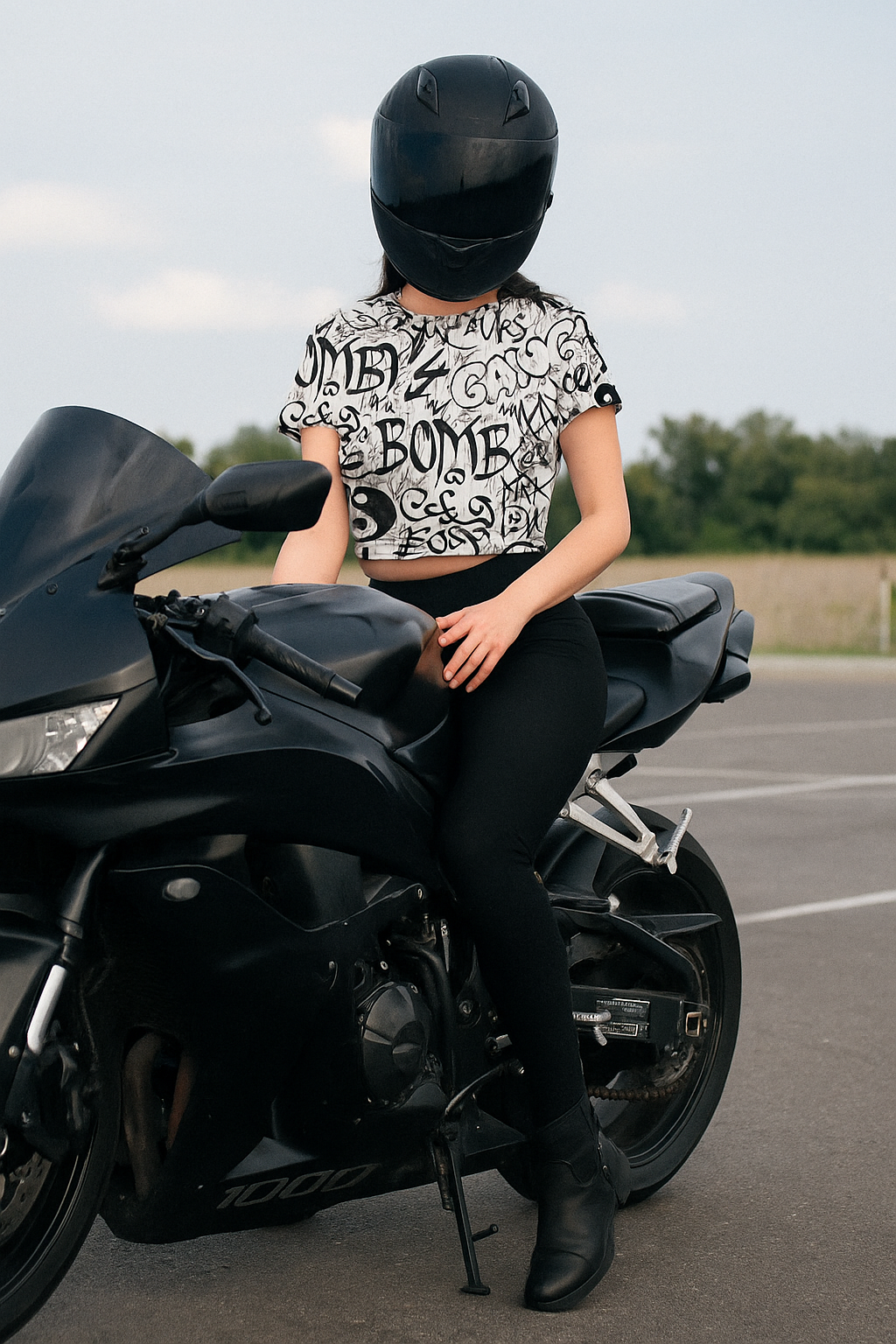 Designer Graffiti Tane Crop Tee White