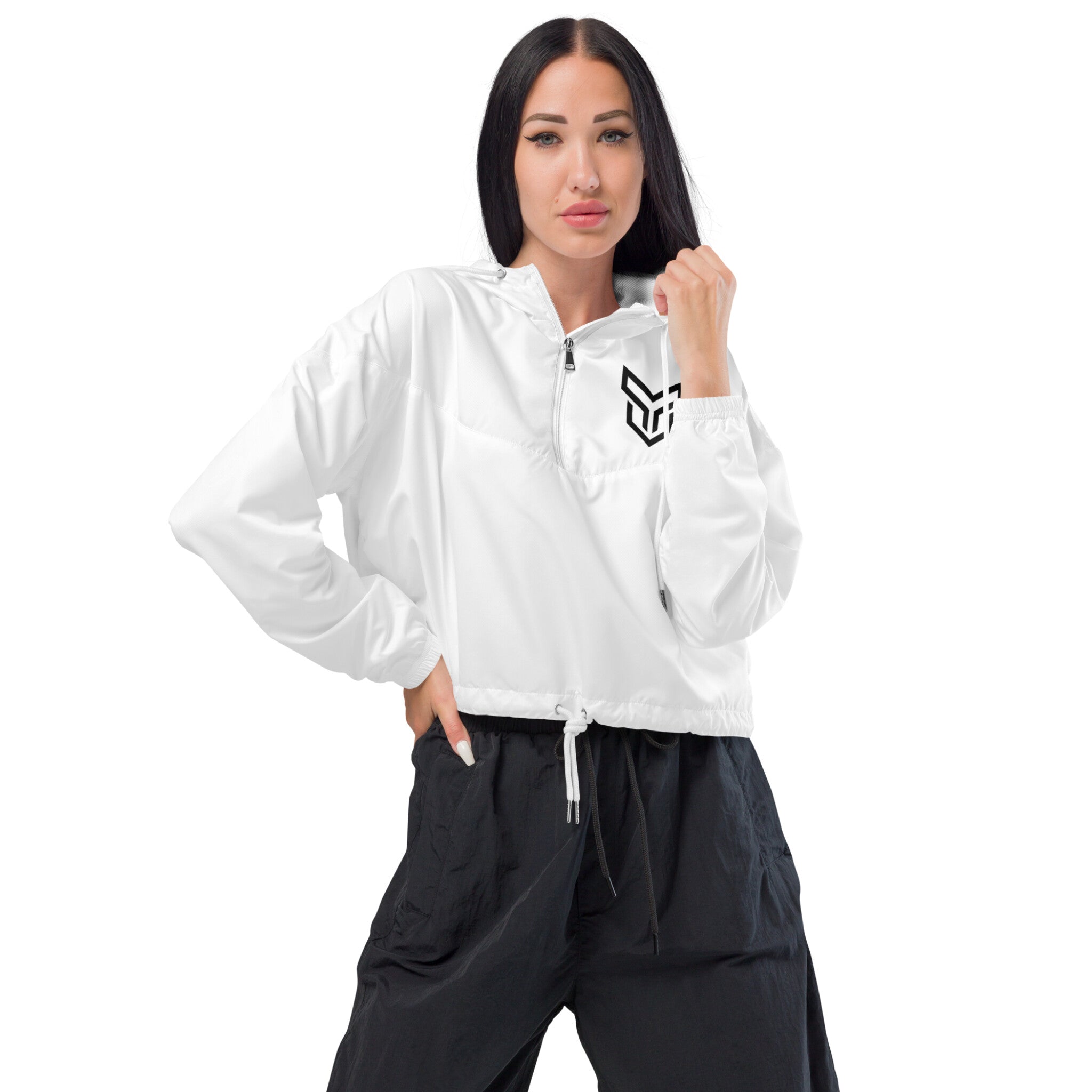 Need Money For Lambo Tane Women’s Cropped Windbreaker White
