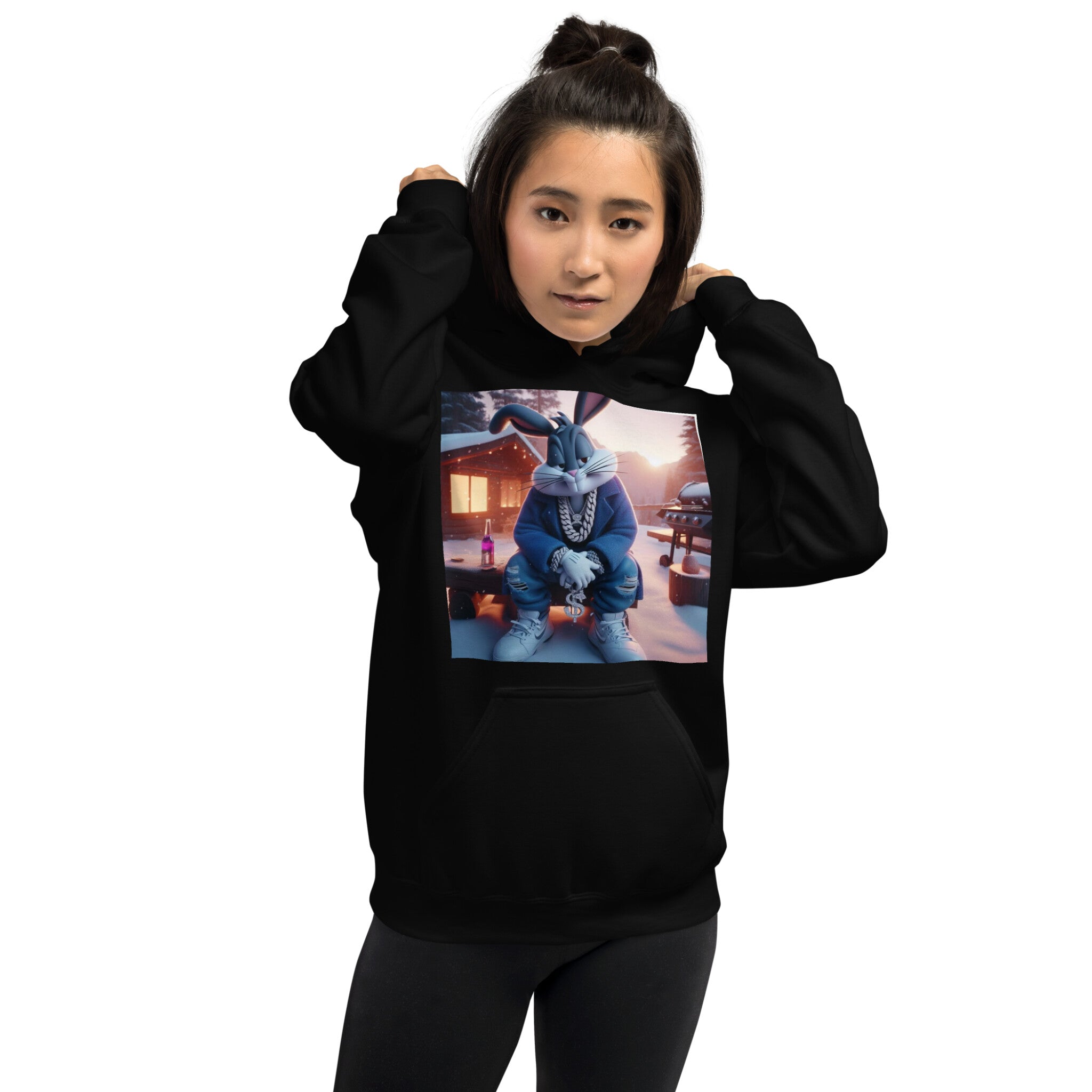 Iced Out Bugs Bunny Tane Hoodie Black