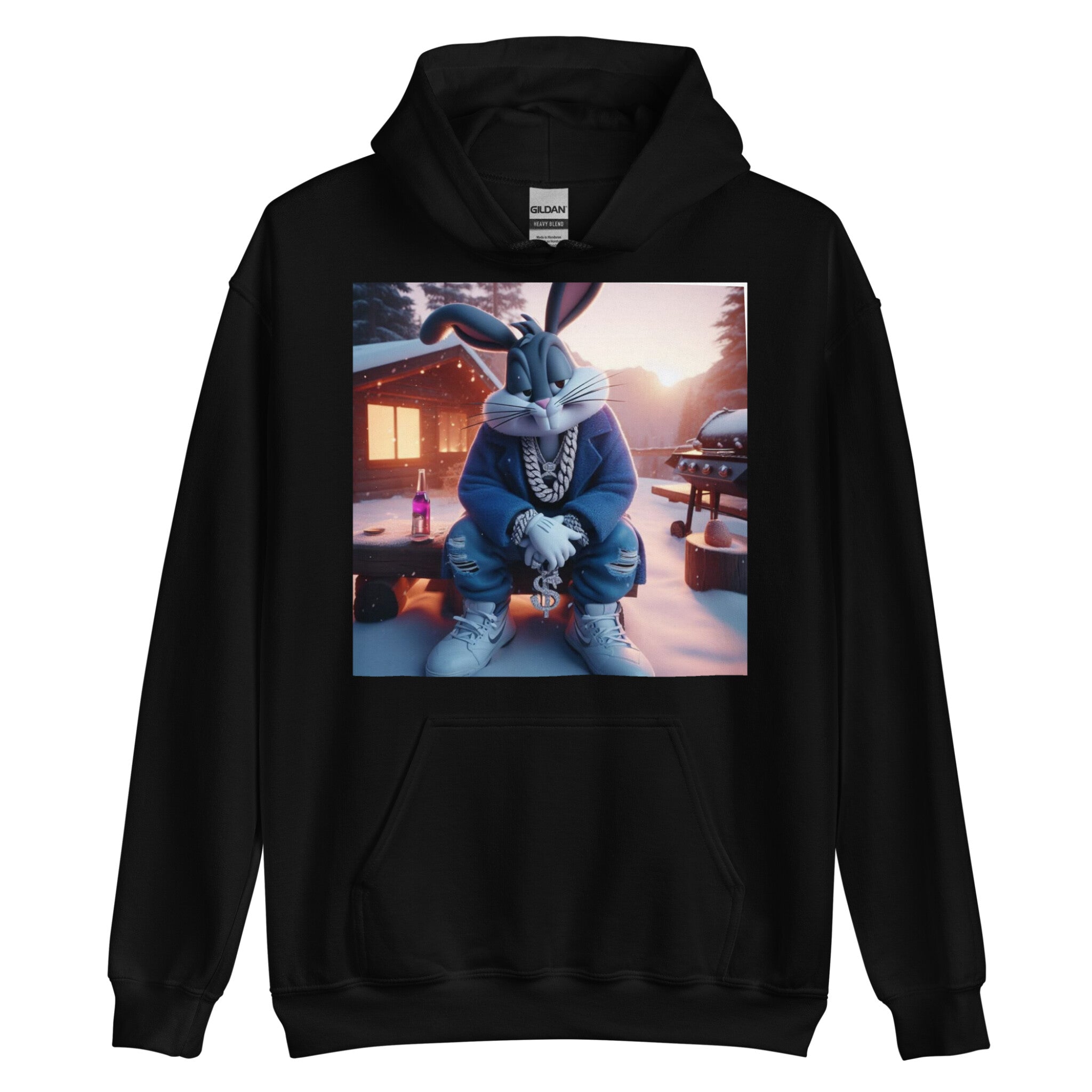 Iced Out Bugs Bunny Tane Hoodie Black