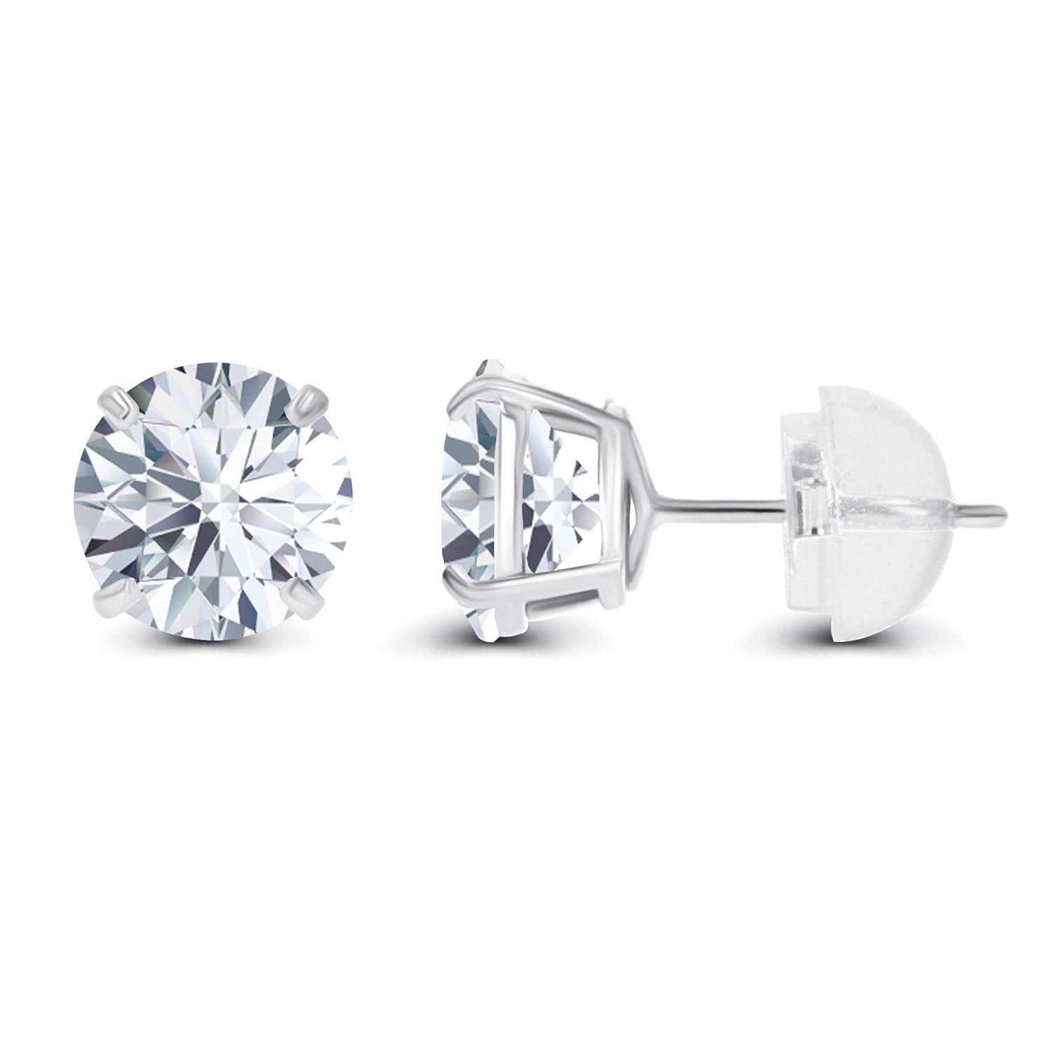 2CTW Created Moissanite Stud Earrings (G-VS) in Choice of 14K White Gold or Yellow Gold